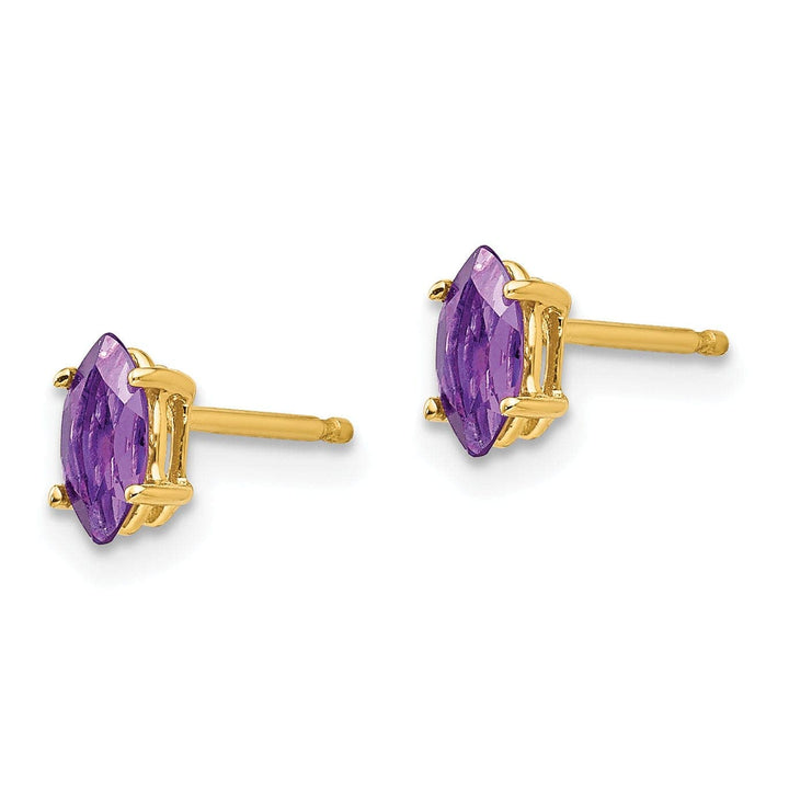 Lovely Rita's Earrings 14k Yellow Gold Marquise Amethyst Earring
