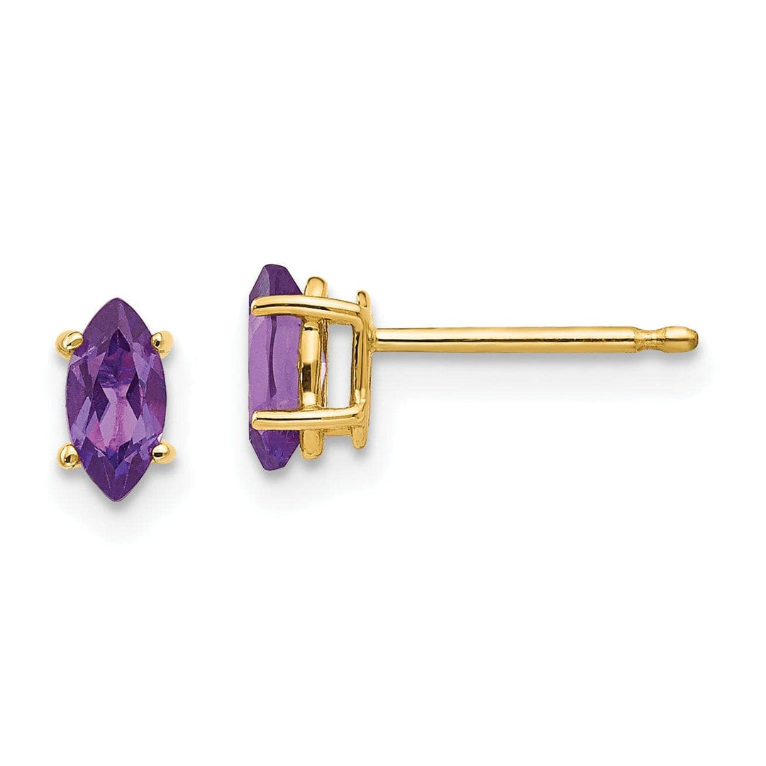 Lovely Rita's Earrings 14k Yellow Gold Marquise Amethyst Earring