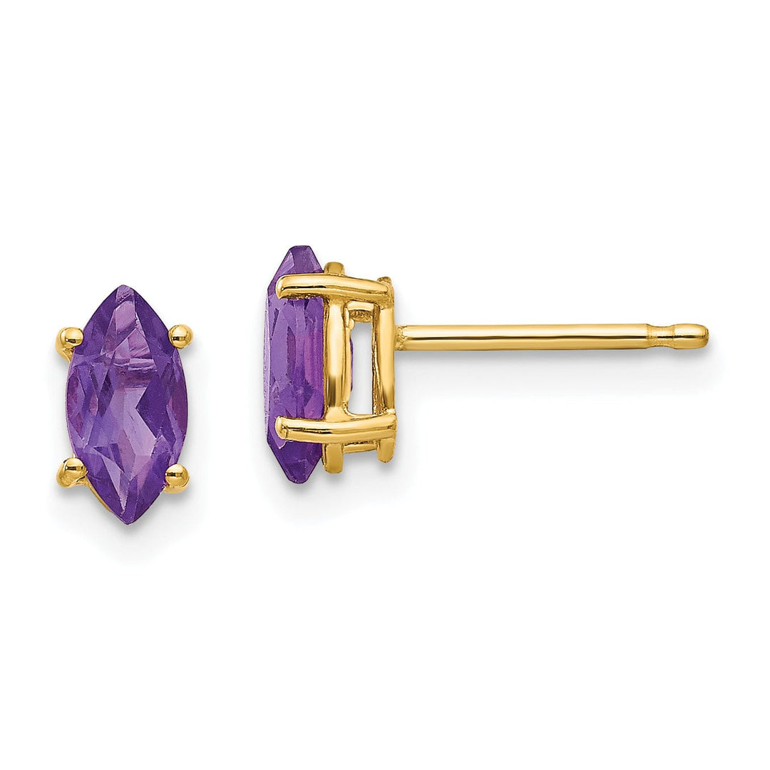 Lovely Rita's Earrings 14k Yellow Gold Marquise Amethyst Earring