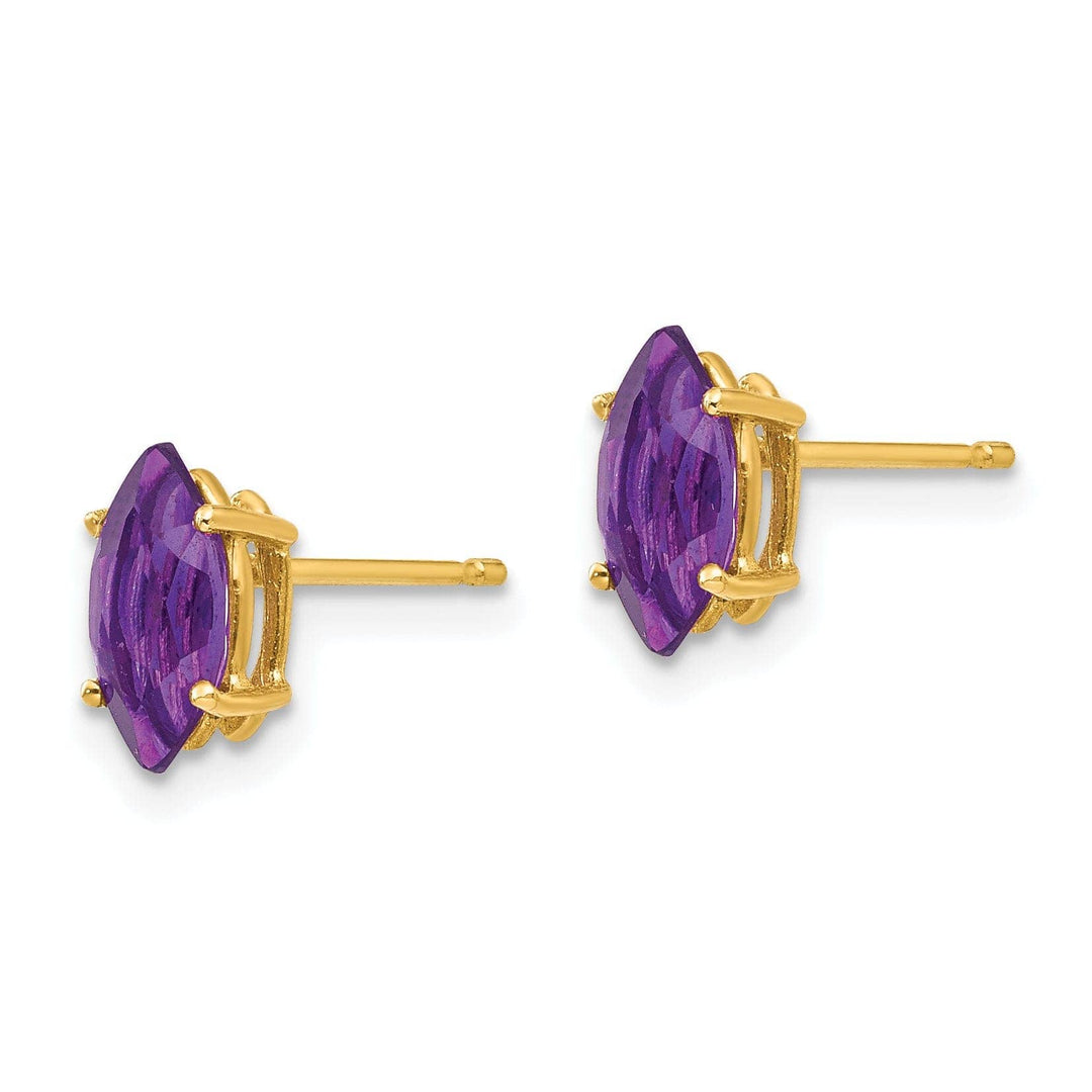 Lovely Rita's Earrings 14k Yellow Gold Marquise Amethyst Earring