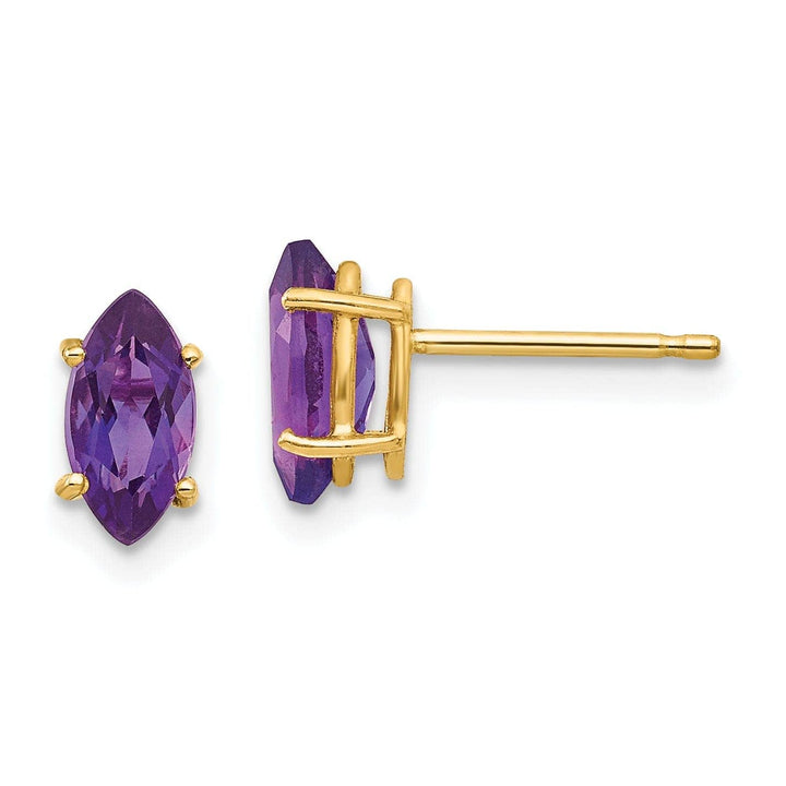 Lovely Rita's Earrings 14k Yellow Gold Marquise Amethyst Earring