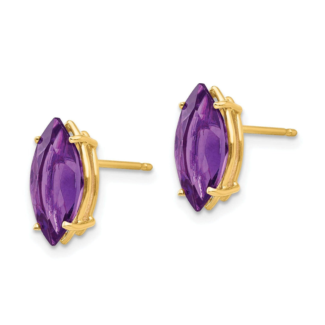 Lovely Rita's Earrings 14k Yellow Gold Marquise Amethyst Earring