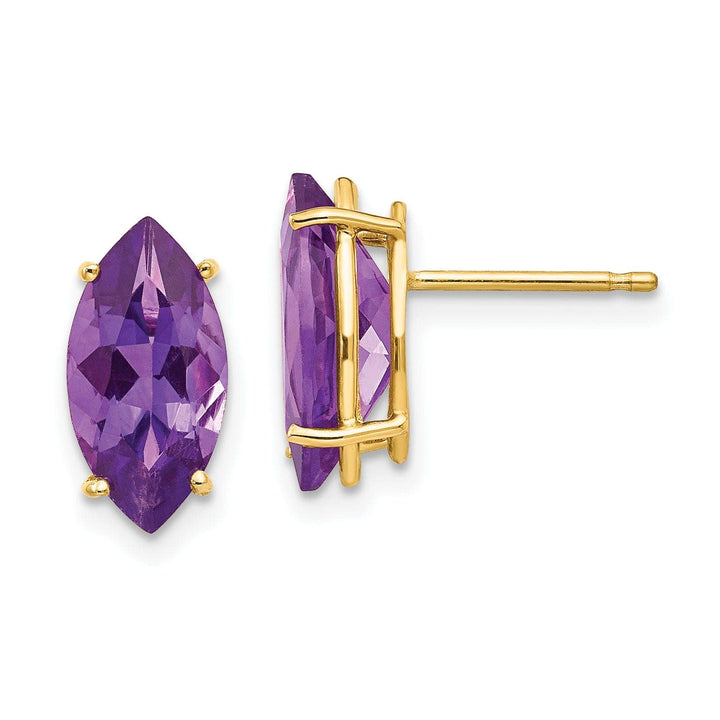 Lovely Rita's Earrings 14k Yellow Gold Marquise Amethyst Earring