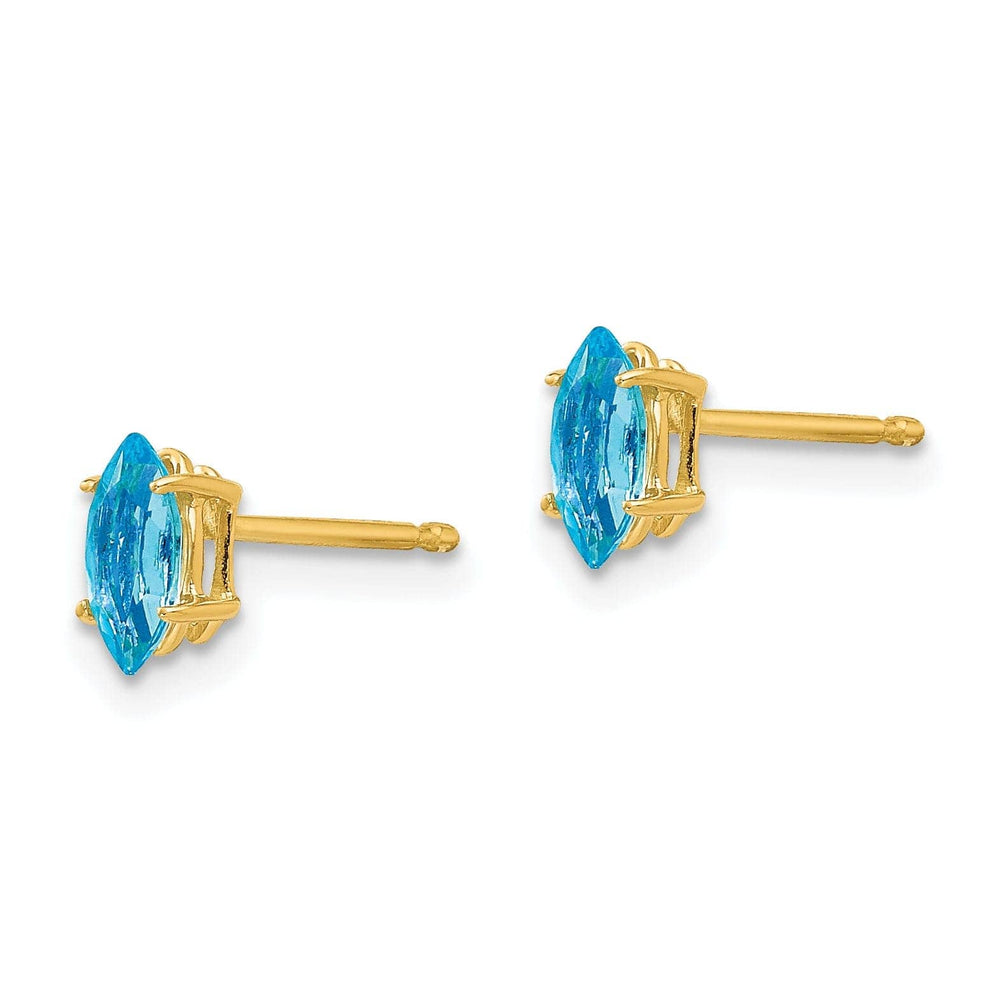 Lovely Rita's Earrings 14k Yellow Gold Marquise Blue Topaz Earring