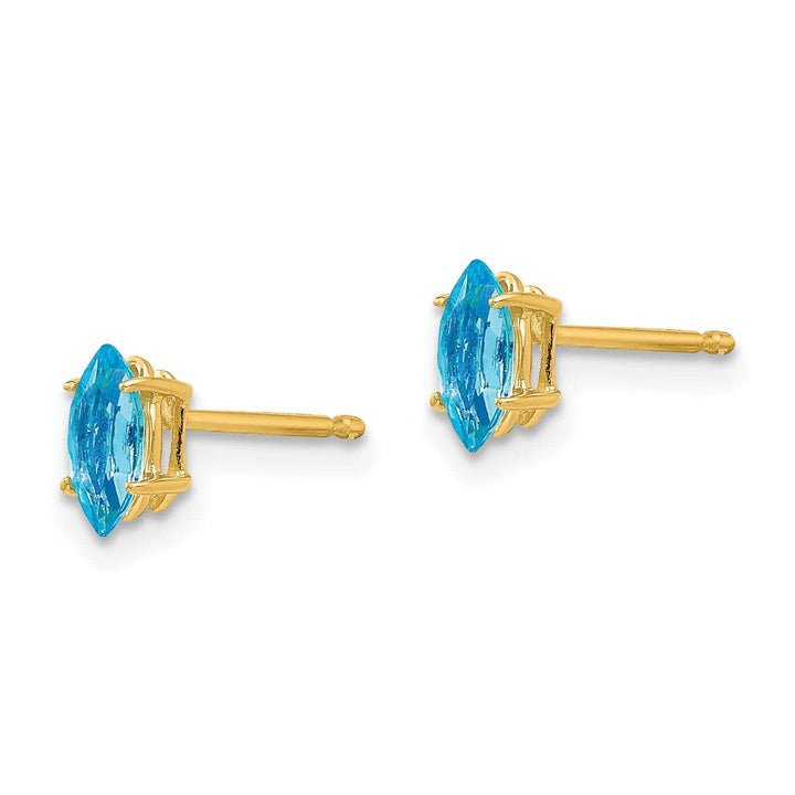 Lovely Rita's Earrings 14k Yellow Gold Marquise Blue Topaz Earring