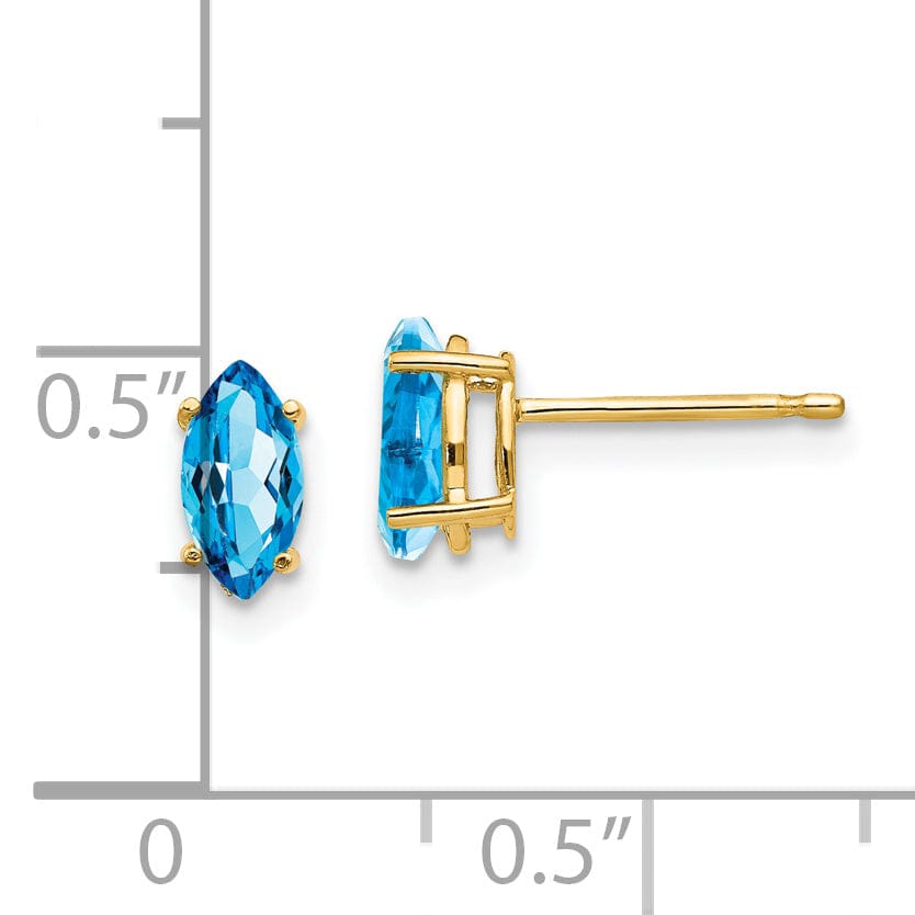 Lovely Rita's Earrings 14k Yellow Gold Marquise Blue Topaz Earring