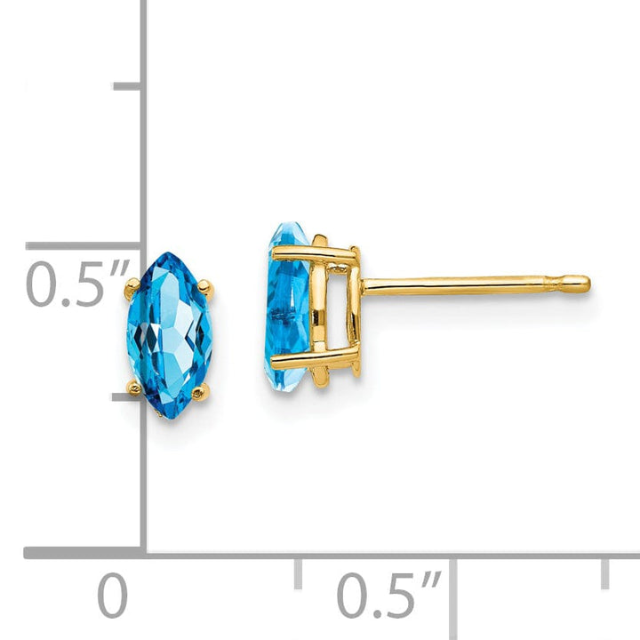 Lovely Rita's Earrings 14k Yellow Gold Marquise Blue Topaz Earring