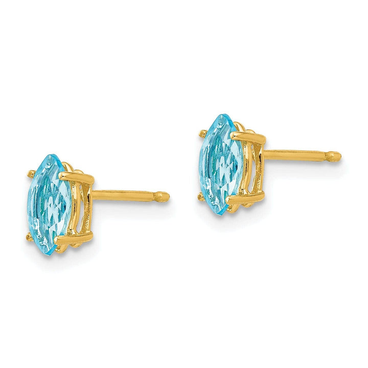 Lovely Rita's Earrings 14k Yellow Gold Marquise Blue Topaz Earring