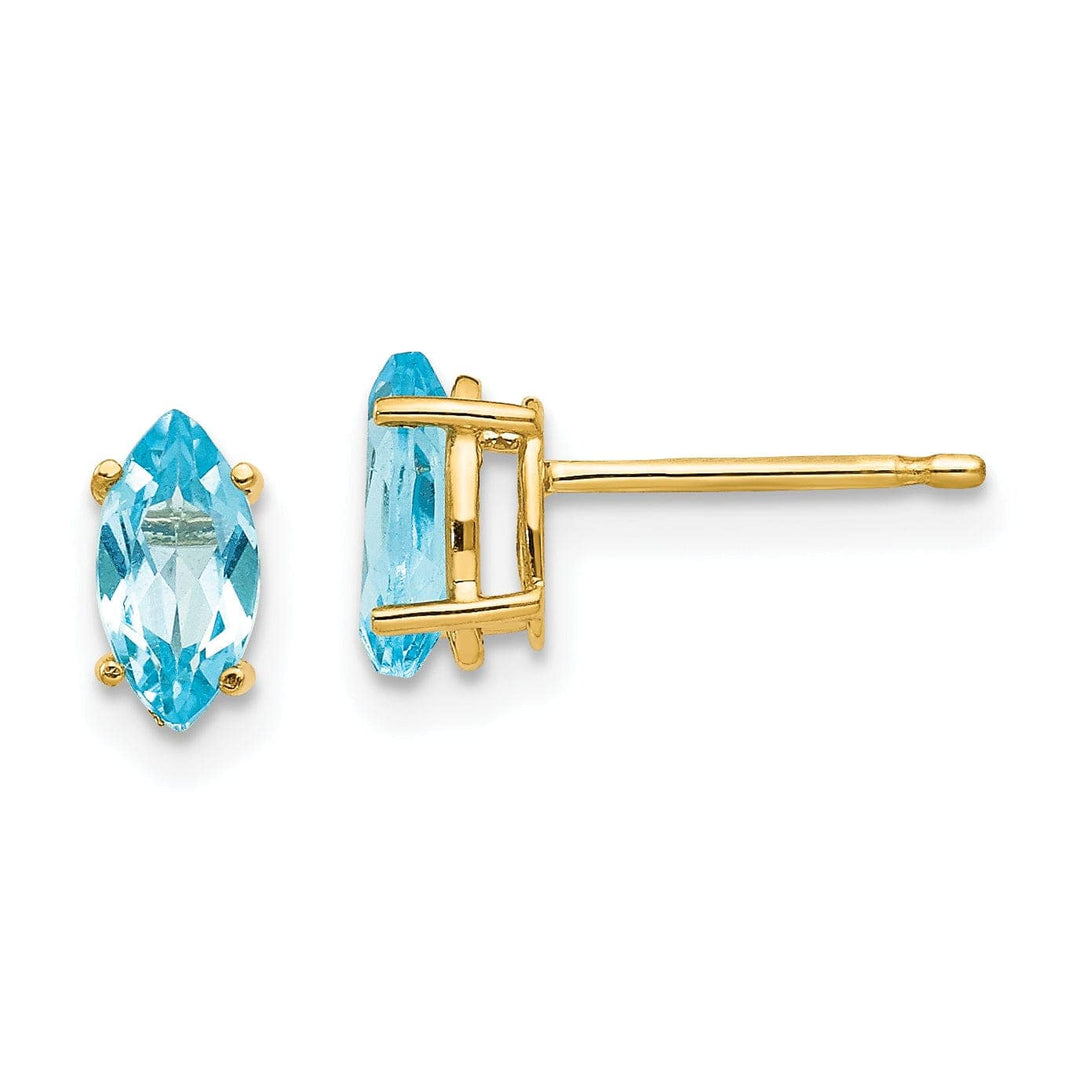 Lovely Rita's Earrings 14k Yellow Gold Marquise Blue Topaz Earring