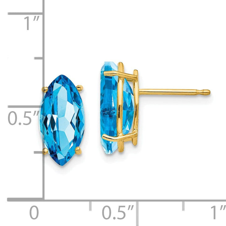 Lovely Rita's Earrings 14k Yellow Gold Marquise Blue Topaz Earring