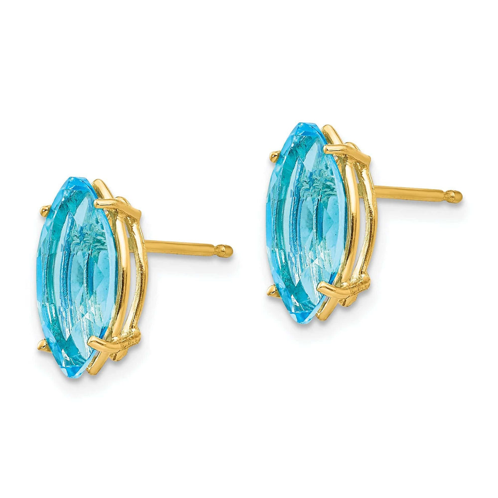 Lovely Rita's Earrings 14k Yellow Gold Marquise Blue Topaz Earring