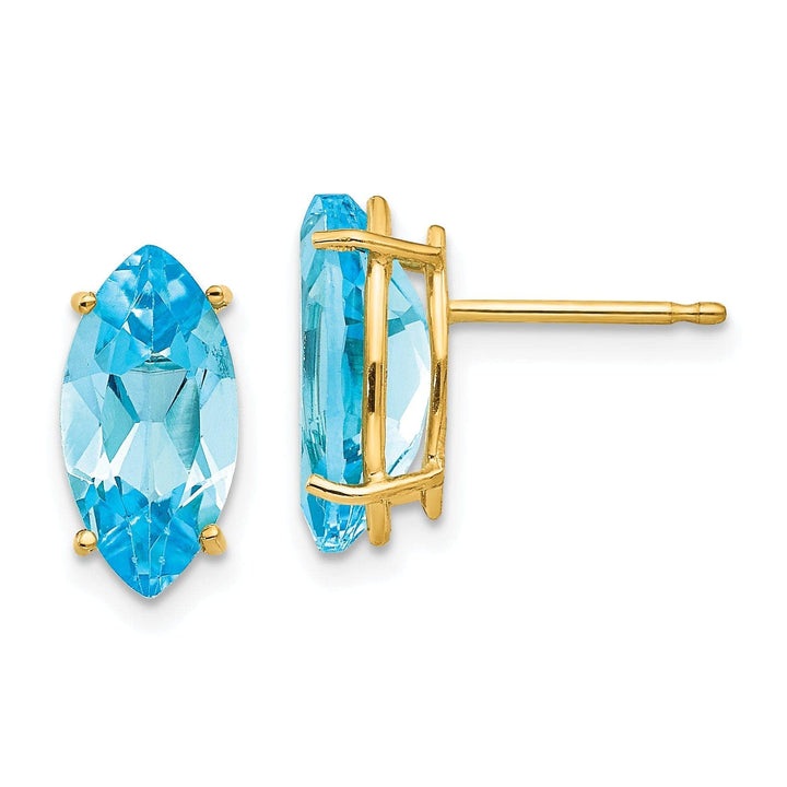 Lovely Rita's Earrings 14k Yellow Gold Marquise Blue Topaz Earring