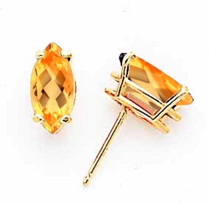 Lovely Rita's Earrings 14k Yellow Gold Marquise Citrine Earring