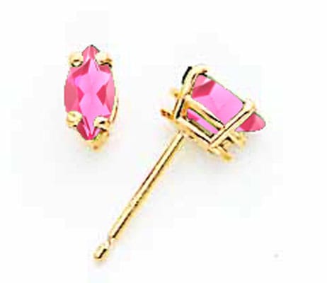 Lovely Rita's Earrings 14k Yellow Gold Marquise Pink Tourmaline Earring