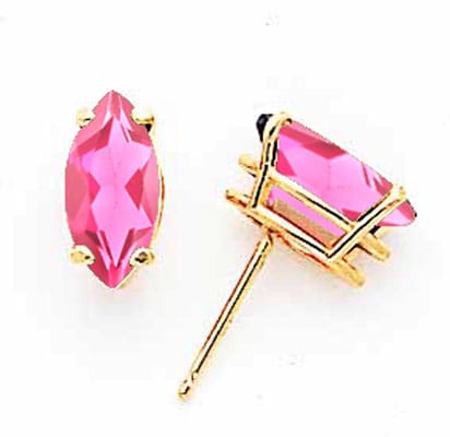 Lovely Rita's Earrings 14k Yellow Gold Marquise Pink Tourmaline Earring