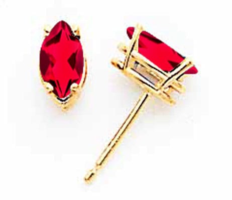 Lovely Rita's Earrings 14k Yellow Gold Marquise Ruby Earring