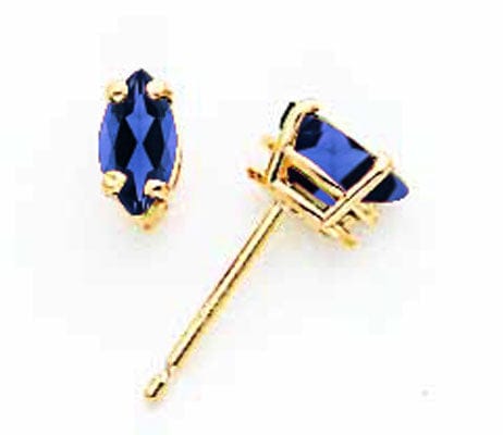 Lovely Rita's Earrings 14k Yellow Gold Marquise Sapphire Earring
