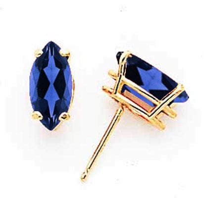 Lovely Rita's Earrings 14k Yellow Gold Marquise Sapphire Earring