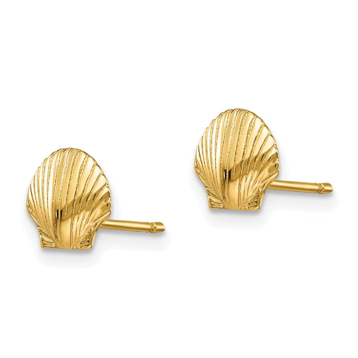 Lovely Rita's Earrings 14k Yellow Gold Mini Scallop Shell Post Earrings