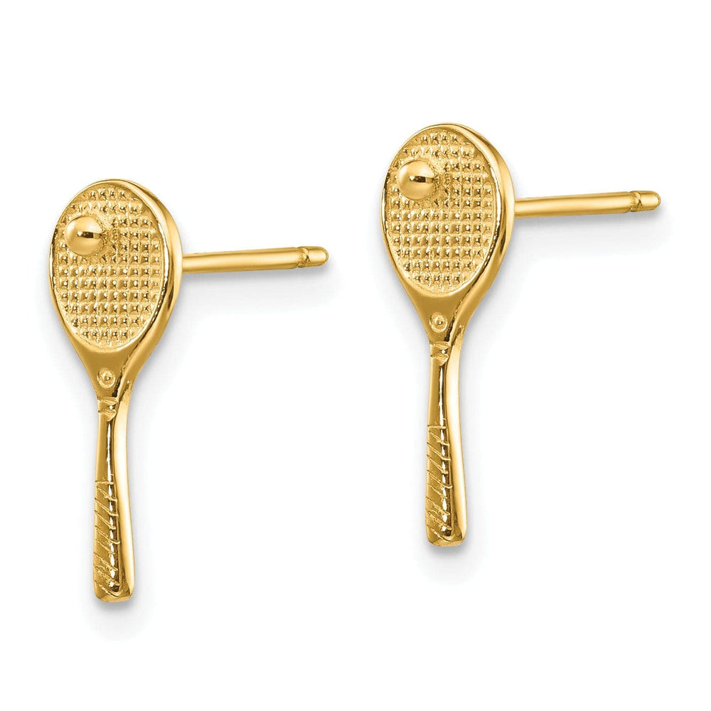 Lovely Rita's Earrings 14k Yellow Gold Mini Tennis Racquet With Ball Post