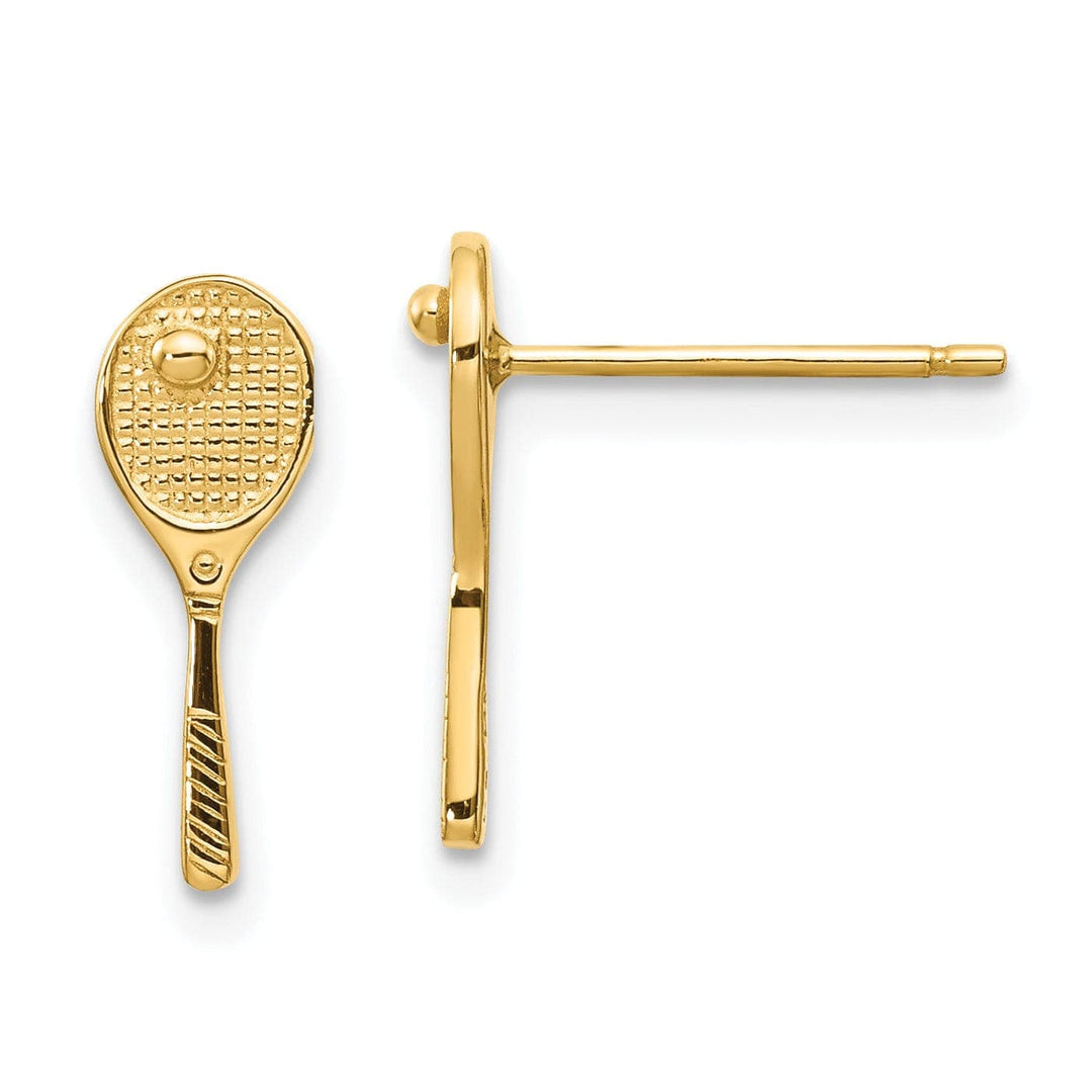 Lovely Rita's Earrings 14k Yellow Gold Mini Tennis Racquet With Ball Post