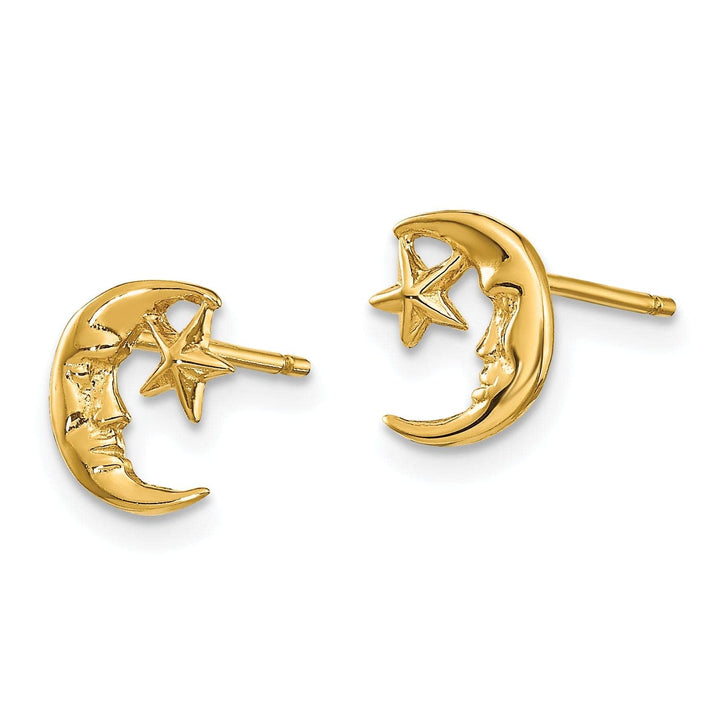Lovely Rita's Earrings 14k Yellow Gold Moon and Star Post Earrings
