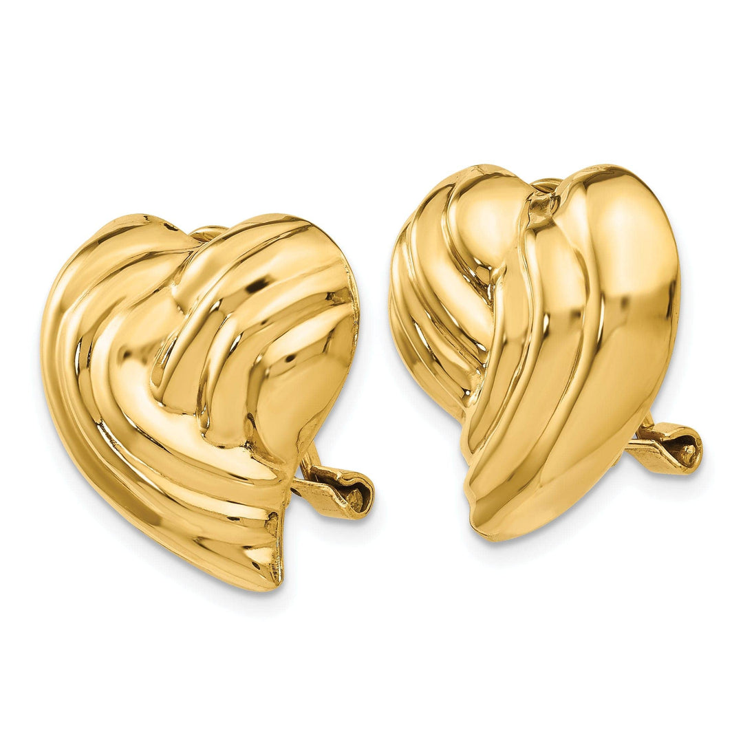 Lovely Rita's Earrings 14k Yellow Gold Non-pierced Heart Earrings