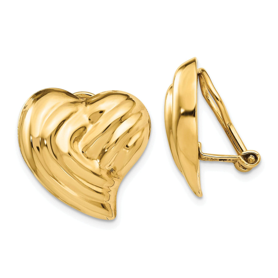 Lovely Rita's Earrings 14k Yellow Gold Non-pierced Heart Earrings