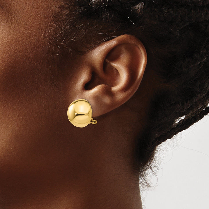 Lovely Rita's Earrings 14k Yellow Gold Omega Clip 16MM Half Ball Earrings