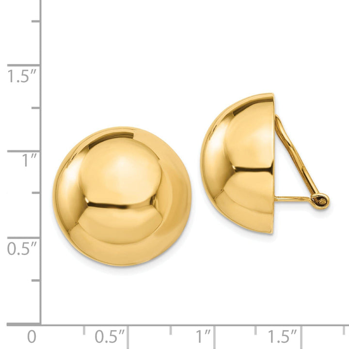 Lovely Rita's Earrings 14k Yellow Gold Omega Clip 20MM Half Ball Earring