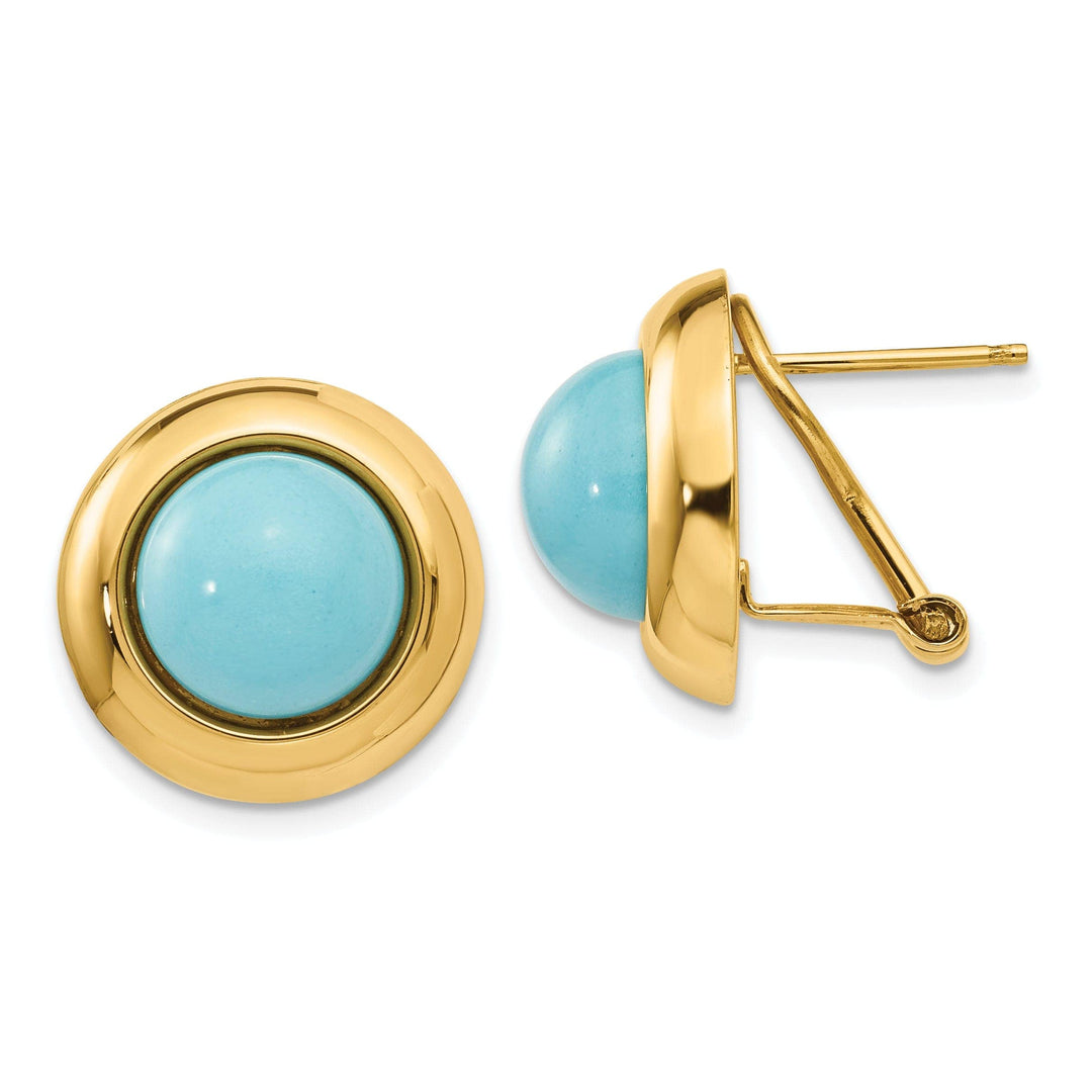 Lovely Rita's Earrings 14k Yellow Gold Omega Clip Turquoise Earrings