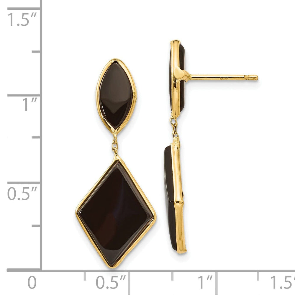 Lovely Rita's Earrings 14k Yellow Gold Onyx Dangle Post Earrings