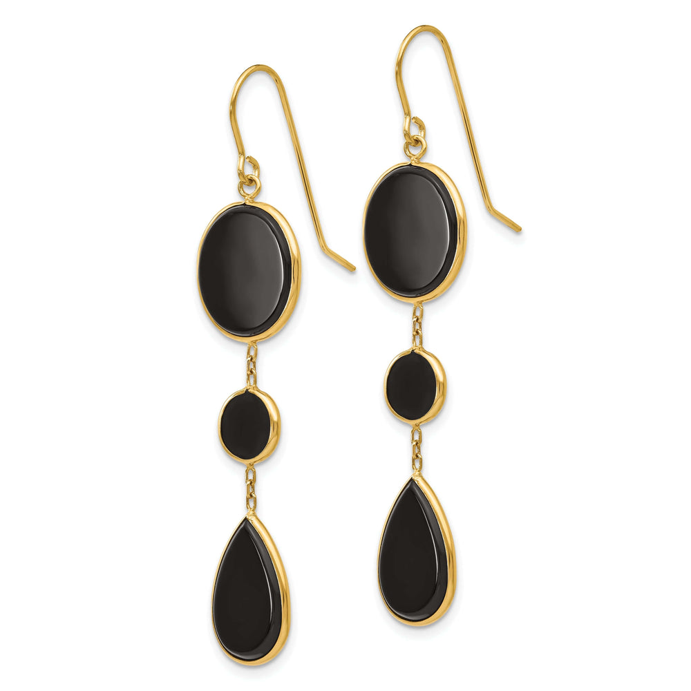 Lovely Rita's Earrings 14k Yellow Gold Onyx Geometric Dangle Earrings