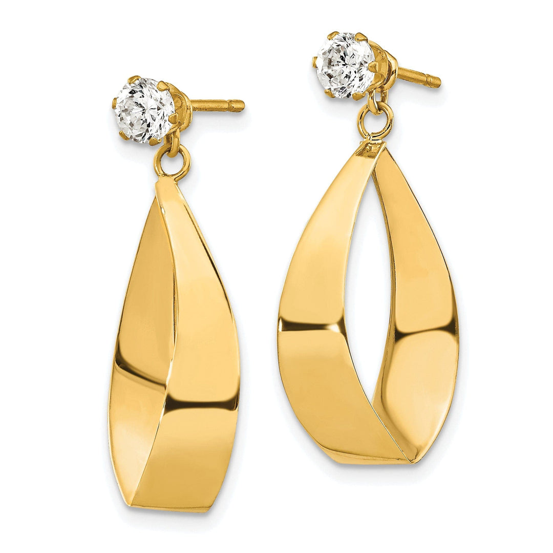 Lovely Rita's Earrings 14k Yellow Gold Oval Dangle Earring with CZ Stone Jackets