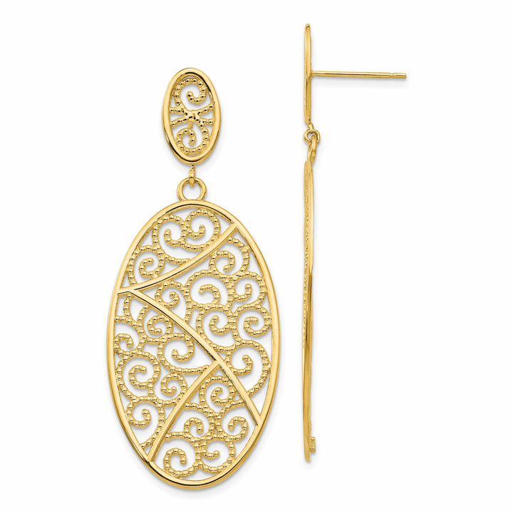 Lovely Rita's Earrings 14k Yellow Gold Oval Dangle Earrings