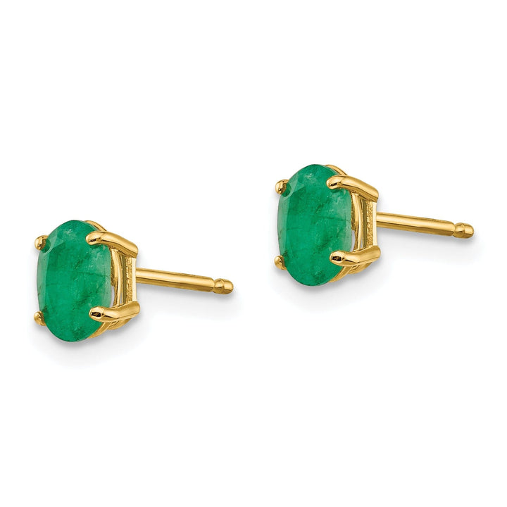 Lovely Rita's Earrings 14k Yellow Gold Oval Emerald Birthstone Earrings