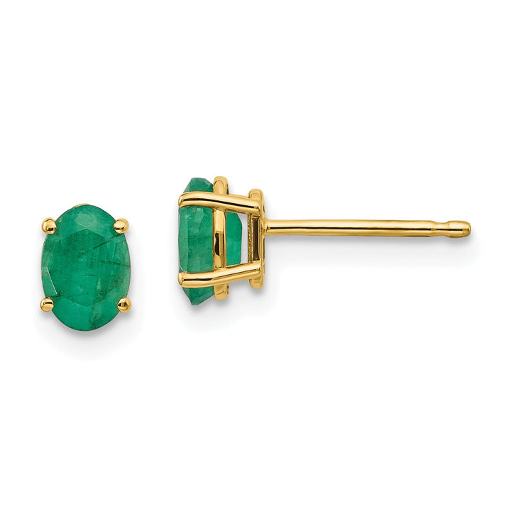 Lovely Rita's Earrings 14k Yellow Gold Oval Emerald Birthstone Earrings