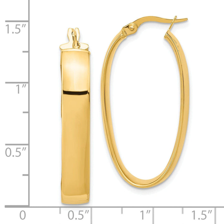 Lovely Rita's Earrings 14k Yellow Gold Oval Hoop Earrings