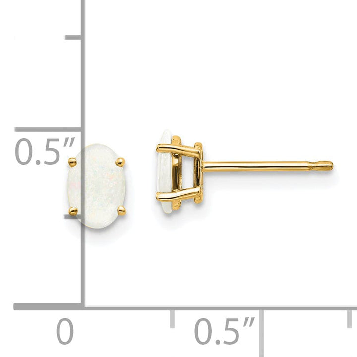 Lovely Rita's Earrings 14k Yellow Gold Oval Opal Birthstone Earrings