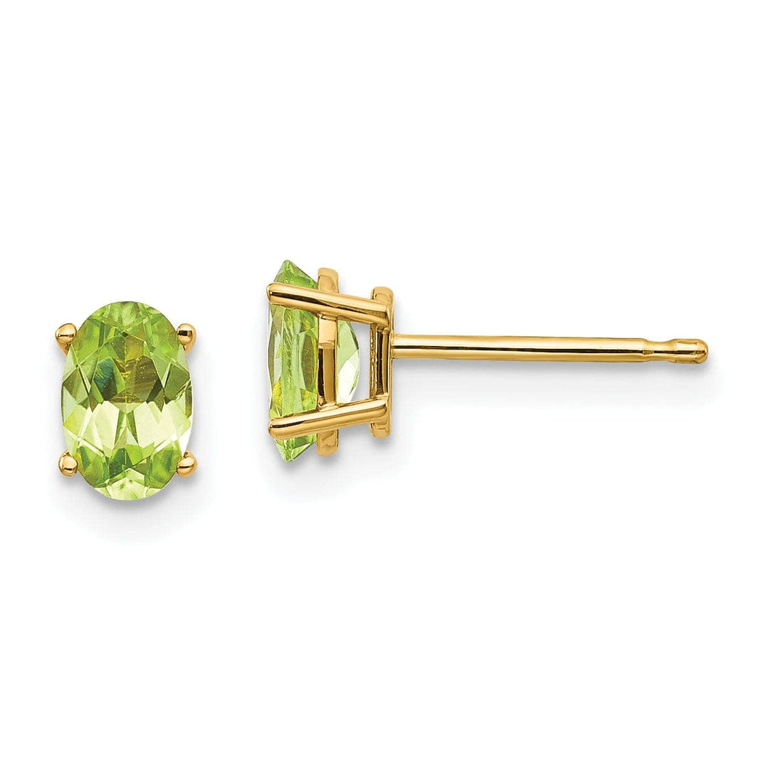 Lovely Rita's Earrings 14k Yellow Gold Oval Peridot Birthstone Earrings