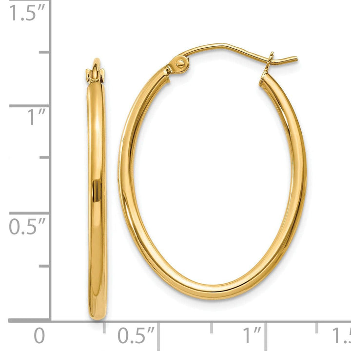 Lovely Rita's Earrings 14k Yellow Gold Oval Polished Hoop Earrings