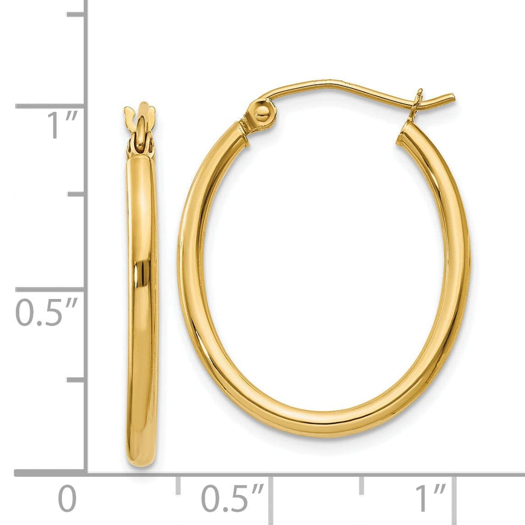 Lovely Rita's Earrings 14k Yellow Gold Oval Polished Hoop Earrings