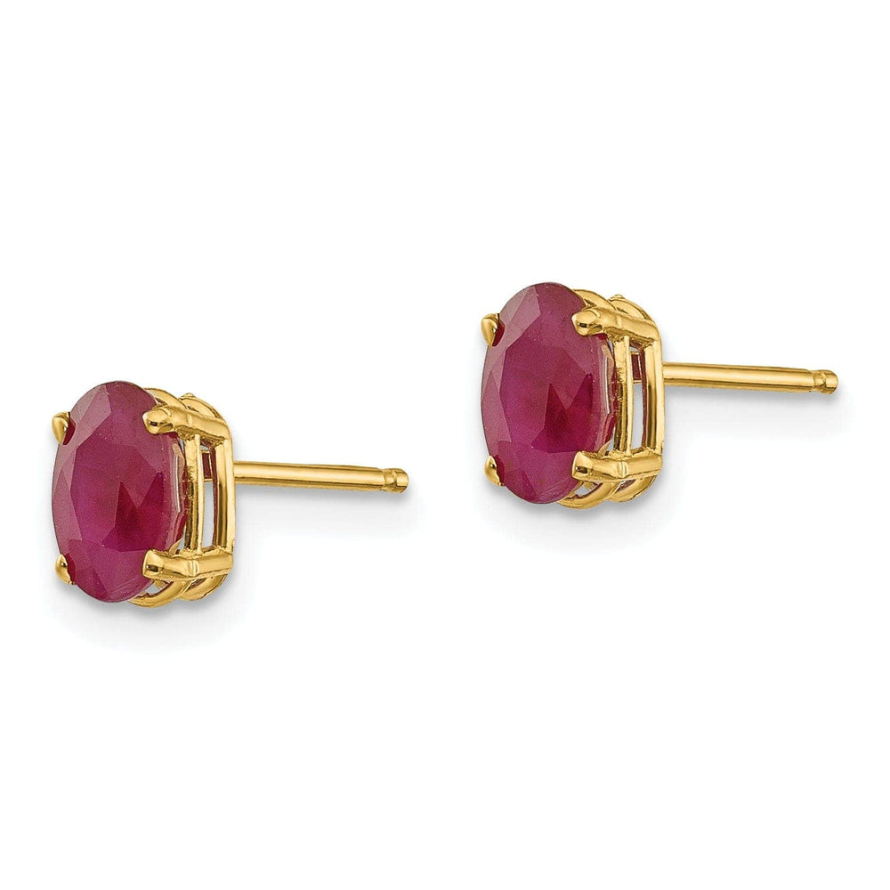 Lovely Rita's Earrings 14k Yellow Gold Oval Ruby Birthstone Earrings
