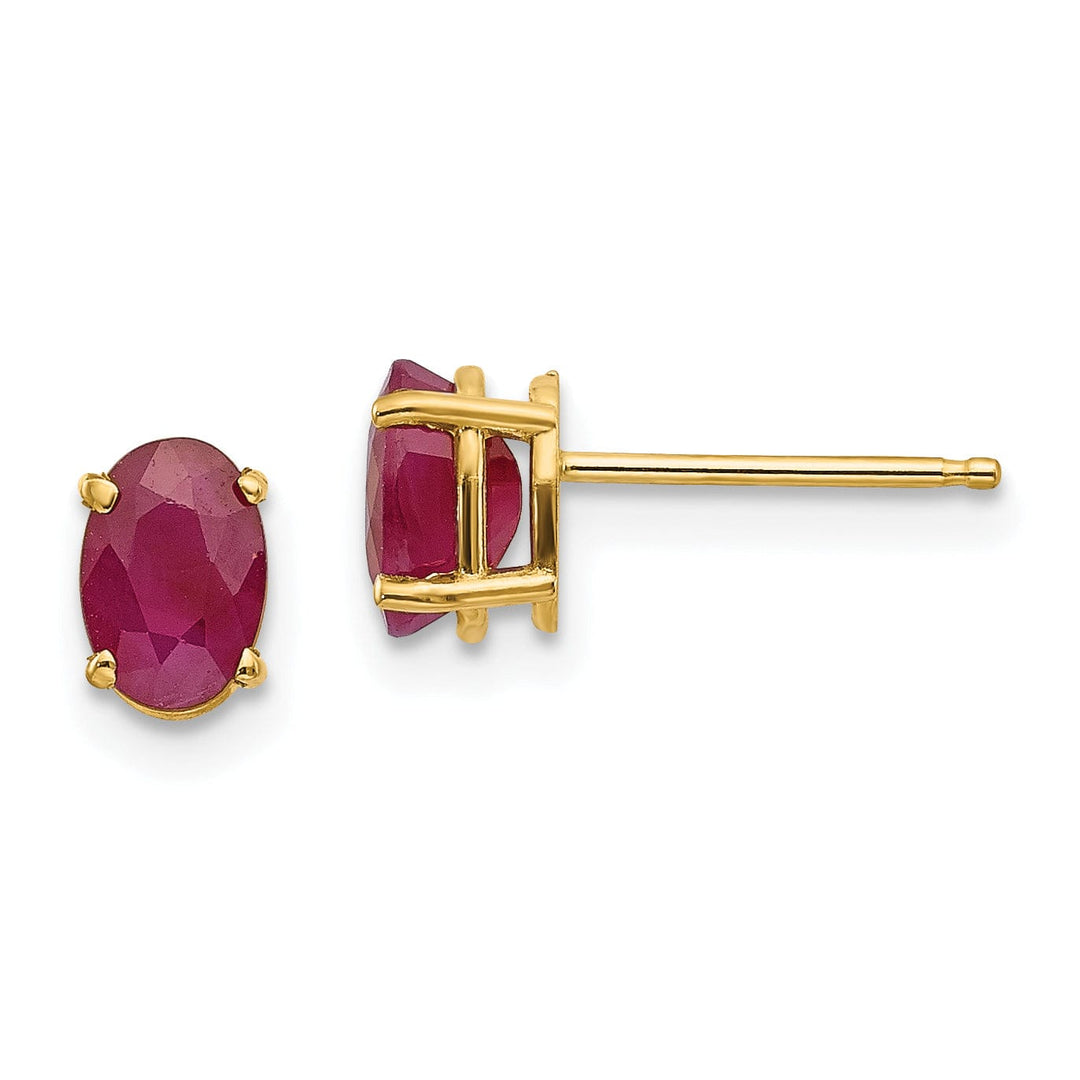 Lovely Rita's Earrings 14k Yellow Gold Oval Ruby Birthstone Earrings