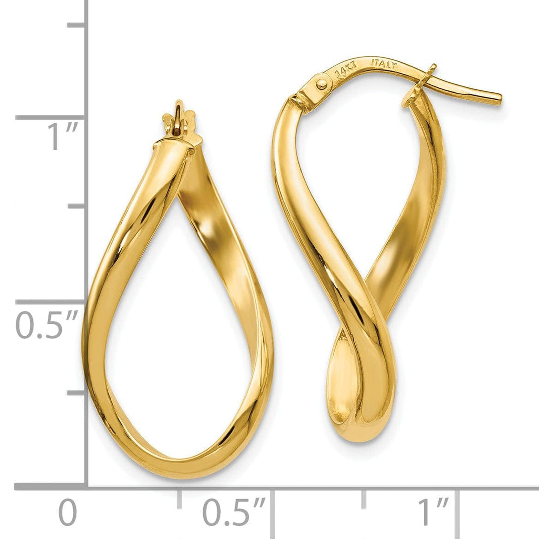Lovely Rita's Earrings 14k Yellow Gold Oval Twisted Hoop Design Earrings