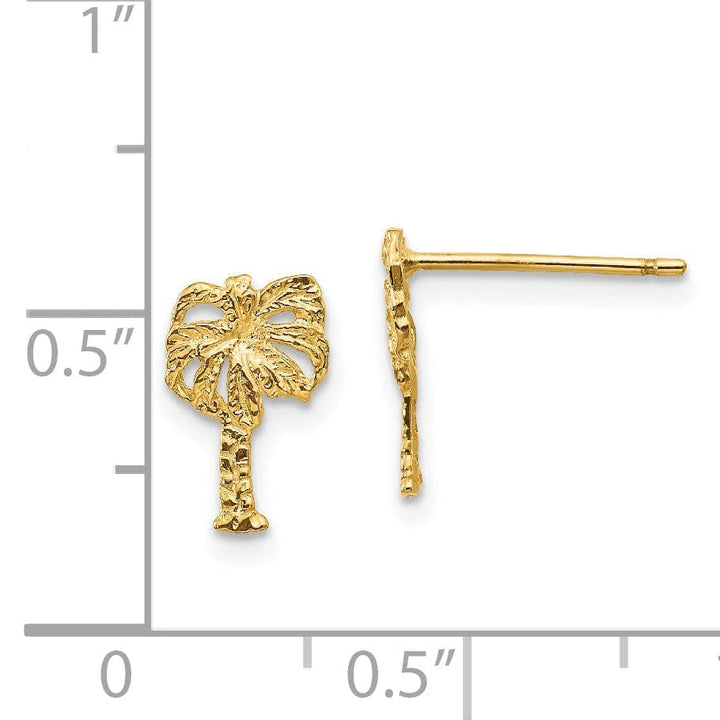 Lovely Rita's Earrings 14k Yellow Gold Palm Tree Post Earrings