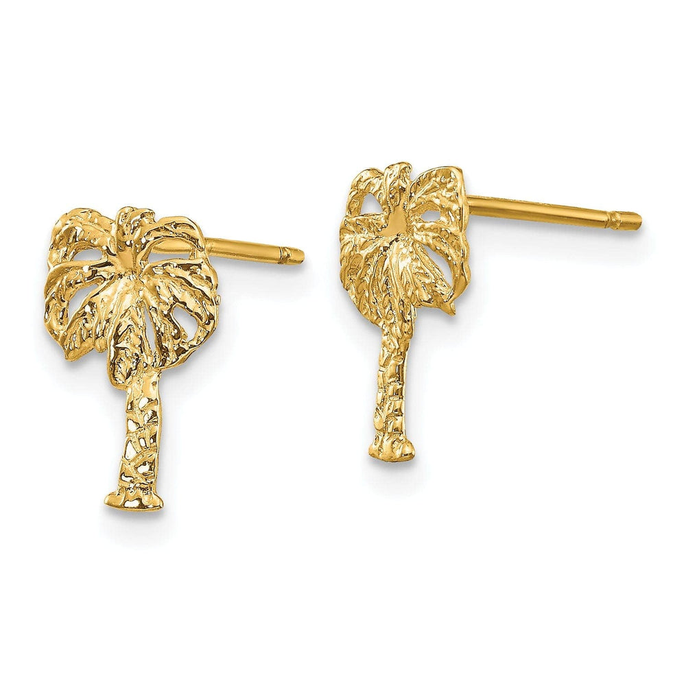 Lovely Rita's Earrings 14k Yellow Gold Palm Tree Post Earrings