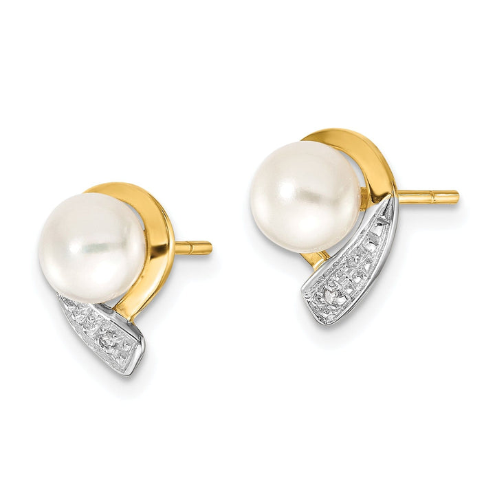 Lovely Rita's Earrings 14k Yellow Gold Pearl Diamond Earrings