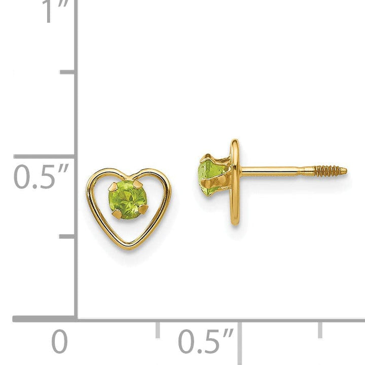 Lovely Rita's Earrings 14k Yellow Gold Peridot Birthstone Earrings
