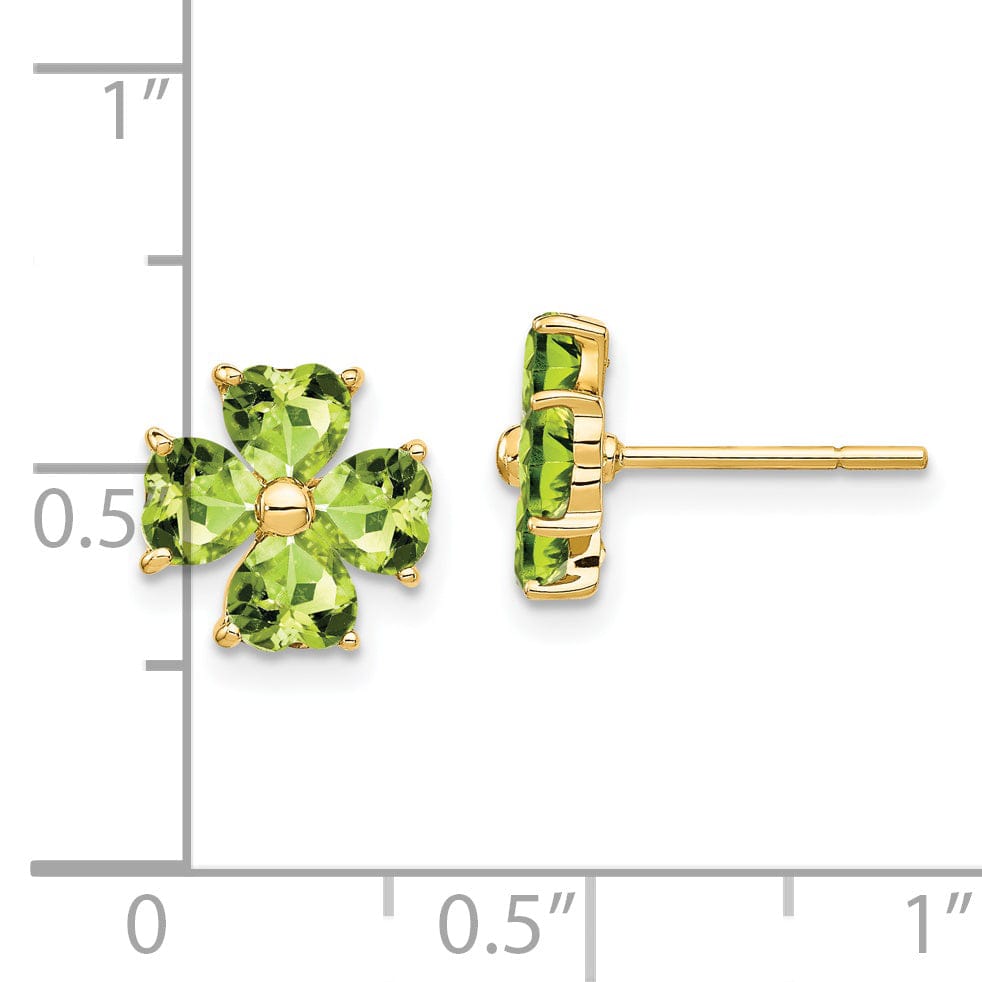 Lovely Rita's Earrings 14k Yellow Gold Peridot Flower Post Earrings